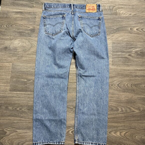 Levis 505 Mens Straight Leg Jeans W34 L30 Medium Wash Denim Regular Fit - Picture 4 of 12